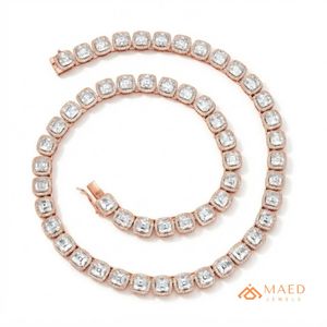 สร้อยคอเทนนิสผู้ชายทรง Asscher Cut ประดับเพชรโมอิสซาไนต์ ชุบทองคำขาว 18K ดีไซน์หรูหรา ดูคล้ายเพชร  แบบมินิมอล เหมาะเป็นของขวัญ - Product Image 1