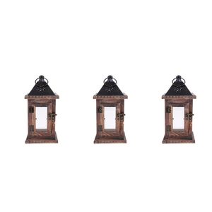 Support de bougie en bois artisanal en forme de lanterne |   Lanterne à bougie décorative coupe-vent pour salon, chambre à coucher, patio, mariage, maison - Product Image 5