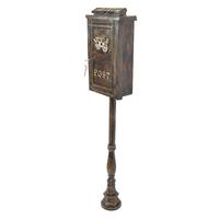 Boîte aux lettres antique avec support, à poser au sol, pour jardin, ferme, pilier décoratif, boîte aux lettres vintage faite à la main pour la décoration extérieure de la maison