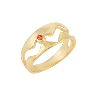 <b>Indian</b> Solid 925 Sterling Silver Geometric Yellow Gold <b>Ring</b> With Orange Zircon Bezel Setting Minimalist Design Fine <b>Ring</b> Jewelry - Product Image 1