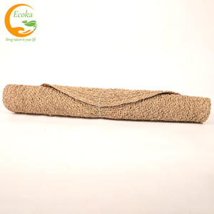 Boho Scandinavian Round Seagrass Rug <b>Brown</b> Fall Woven <b>Throw</b> Eco-Friendly Washable for Living Room Bedroom Farmhouse Decor - Product Image 6