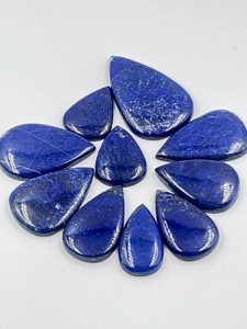 Lot de 10 cabochons en pierre précieuse naturelle Lapis Lazuli, forme poire, 87g, vente en gros, fournisseur en vrac de pierres précieuses pour les acheteurs chinois - Product Image 2