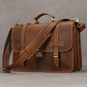 Porte-documents pour hommes en cuir de vache véritable, sac à main d'affaires rétro, sac messager pour ordinateur portable 15,6 pouces, sacs à bandoulière LLB-0394 - Product Image 4