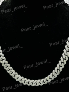 Collar de Cadena Cubana con Incrustaciones de Moissanita, Plata de Ley 925, Bañado en Rodio, Estilo Hip Hop Miami, Unisex, Regalo de Aniversario - Product Image 2