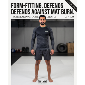เสื้อรัดรูปแขนยาวสำหรับผู้ชาย Techwear แบบซับลิเมชั่น สำหรับ MMA, BJJ, No-Gi Grappling, ชุดกีฬาพิมพ์ลาย - Product Image 5