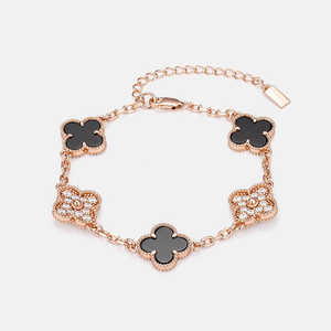 Pulsera de Cadena con Eslabones de Plata de Ley 925 con Circonitas y Piedras Coloridas de Trébol de 4 Hojas, Elegante y Moderna, para Mujer, Regalo de Compromiso o Boda - Product Image 2