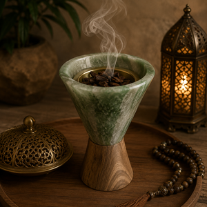 Handmade Resin Mabkhara Incense Burner with Wooden Base for <b>Bakhoor</b> Luxury Arabic <b>Oud</b> Burner Home Fragrance & Ramadan Eid Decor - Product Image 1