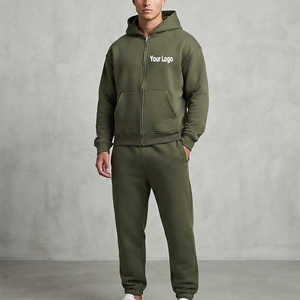 Ensemble sweat-shirt et pantalon de survêtement de qualité supérieure, couleur unie, épais, avec logo brodé personnalisé, vêtements d'hiver pour hommes - Product Image 4
