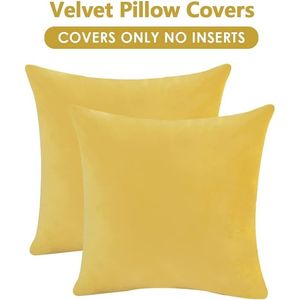 Krifey 18x18 pouces citron jaune velours décoratif carré oreiller couvre doux housse de coussin pour été chambre Pack 2 - Product Image 3
