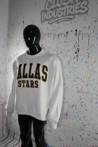 DALLAS STARS WHITE <b>Mock</b> <b>Neck</b> Sweatshirt 100% GREEN Applique Embroidery wide <b>neck</b> Sweatshirt Finer Threads - Product Image 5