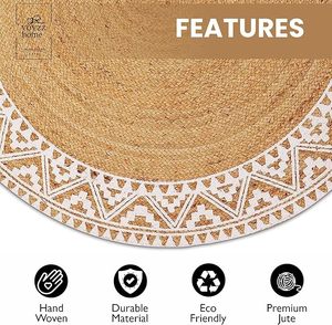 Tapis en jute 4 pieds, couleur unie, à poils longs, résistant aux taches, lavable, adapté aux animaux domestiques, fait main, style traditionnel, idéal pour l'entrée - Vente chaude - Product Image 2