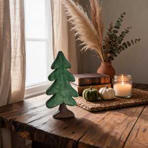 Decoración Navideña de Madera para Mesa, Adorno Minimalista para el Hogar, Tema de Plantas Invernales, Forma de Pino Verde - Product Image 3