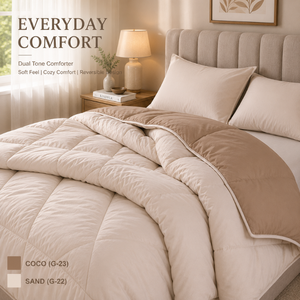 <b>Bedding</b> 250 GSM Coco Sand Reversible Dual Tone Microfiber Comforter | Lightweight All Season <b>Quilt</b> for Home & Guest Bedrooms Use - Product Image 5