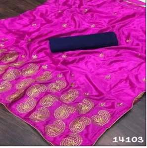 Sari en soie Banarasi élégant et luxueux pour mariage et fête d'été, avec bordure riche, doux, de haute qualité, séchage rapide, design de créateur - Product Image 3