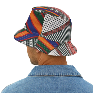 Chapeau Bob de Haute Qualité à Motif Géométrique en Toile, Style Décontracté Printemps-Été, Coupe Adulte, Design Multicolore Ethnique - Product Image 2