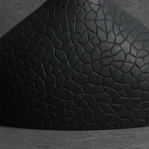 Modern Matte <b>Black</b> Metal Flower <b>Vase</b> Featuring A Wide Domed Body <b>Small</b> Neck And Detailed Geometric Mosaic Texture Pattern - Product Image 4