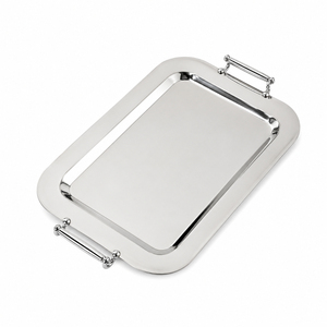 Plateau de service rectangulaire de luxe en acier inoxydable martelé pour buffet et restauration professionnelle - Product Image 4