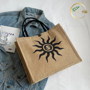 Bolsa de compras de yute hecha a mano con asas de cuerda de algodón duraderas - Product Image 2