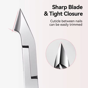 Coupe-cuticules courbé en acier inoxydable, pinces à ongles, ciseaux de manucure, éliminateur de peaux mortes, coupe-ongles à double fourche à ressort, outils pour les ongles - Product Image 4