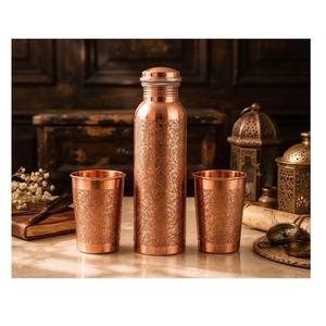 Floral Design Green <b>Metal</b> <b>Water</b> <b>Bottle</b> Copper Lid Large Capacity Eco-Friendly Customized Portable Travel Thermos for Office Home - Product Image 4
