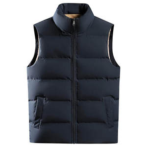Chaleco Acolchado de Invierno para Hombre, Cuello Alto, Sin Mangas, Cálido, Cierre de Cremallera, Color Sólido Informal, Relleno de Poliéster, Tallas Grandes - Product Image 1