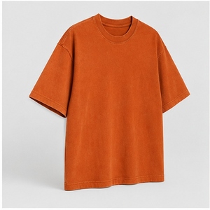 Custom Burnt <b>Orange</b> Unisex <b>T</b> <b>Shirt</b> Vintage Washed Look Drop Shoulder Crew Neck Short Sleeve Plain Blank Streetwear Tee Wholesale - Product Image 3
