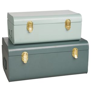 Metal Storage Trunk <b>Box</b> Rectangular Industrial Design With Lid 80x65x38cm Capacity 10-20L For Sundries - Product Image 3