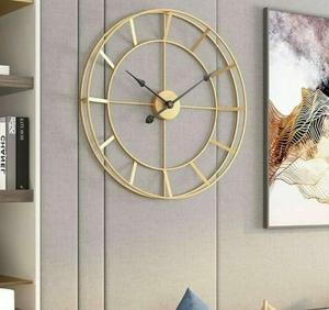 Minimalist <b>Metal</b> Wall <b>Clock</b> Round Analog Quartz Design Gold Frame Silent Living Room Decor - Product Image 2