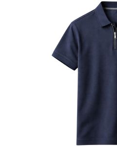 Camiseta Polo Azul Marino Personalizada para Hombre, con Cierre de Cremallera, Manga Corta, Mezcla de Algodón, Ropa Casual de Golf, Fabricante Personalizado - Product Image 2