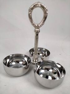 Juego de 3 Tazones de Servir Minimalistas de Acero Inoxidable Pulido Hechos a Mano, Ecológicos, Venta al Por Mayor Directa de la India - Product Image 3