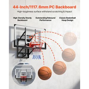 Canestro da basket da esterno a manovella da 54 pollici con tabellone in PC spesso 0,11 pollici per montaggio a parete - Product Image 4