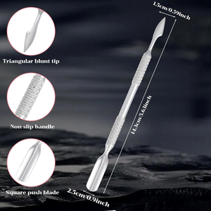 Pousse-cuticules professionnel réutilisable à double tête UBI en acier inoxydable pour ongles des mains et des pieds - Product Image 4