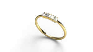 Minimalist 18K Gold Baguette Cut Diamond Ring Stackable Half Eternity Band <b>Cluster</b> Ring Fine Jewelry for Women - Product Image 2