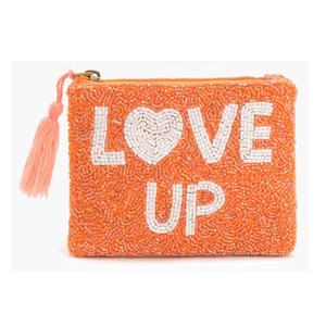 Monedero de Cuentas Naranjas Hecho a Mano LOVE UP, Mini Monedero de Lujo, Monedero para Ahorros, Uso Multipropósito, Regalo para tu Persona Especial - Product Image 1