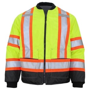 Chaqueta de Seguridad de Alta Visibilidad Clase 2 con Franjas Reflectantes Amarillas y Naranjas, con Bolsillos y Cierre de Cremallera - Product Image 1