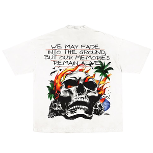 เสื้อยืดโอเวอร์ไซส์ผู้ชาย ผ้าฝ้าย 100% สกรีนโลโก้ด้านหน้าลายหัวกะโหลก คุณภาพสูง เสื้อยืดเปล่าสไตล์สตรีทแวร์ ขายส่ง - Product Image 2