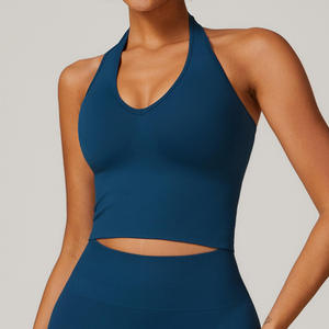 Women Seamless Yoga Set <b>V</b> Neck Crop Top High <b>Waist</b> <b>Leggings</b> Solid Color 2 Piece Gym Outfit - Product Image 6