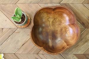 Bol à salade en bois naturel poli fait main de luxe, design moderne, écologique, pour la cuisine, la table à manger, la décoration, les fêtes - Product Image 5