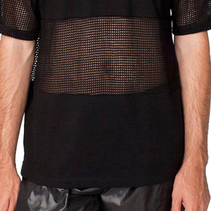 T-shirt de sport pour homme en mesh noir de haute qualité, manches courtes, pour la musculation et l'entraînement, prix de gros - Product Image 3