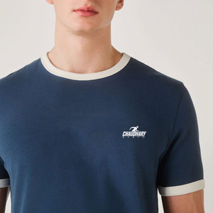 Camiseta Casual Ringer de Algodón Transpirable para Actividades Diarias y Ajuste Relajado - Product Image 5