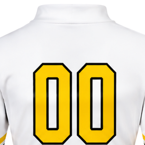 Yellow White Sublimated Cheer <b>Long</b> Sleeve Uniform Set Pleated <b>Skirt</b> Team Athletic Sportswear Training Practice Performance - Product Image 5