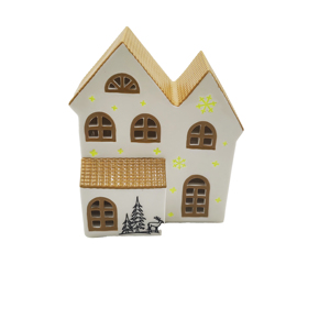 Farol de Cerámica Esmaltada Hecho a Mano de Lujo, Decoración Navideña Nórdica con LED, Venta al Por Mayor OEM ODM - Product Image 1