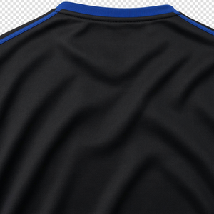 Camiseta Negra Zeta Phi Beta para Mujer, con Apliques de Letras Griegas en Azul Rey, Cuello Redondo con Ribete Azul, Manga Corta, Estilo Jersey - Product Image 6