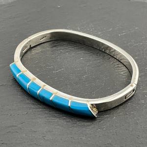 Brazalete Articulado de Plata de Ley Vintage con Turquesa, Hecho a Mano, con Gema Azul, Elegante Regalo de Joyería para Mujer - Product Image 2