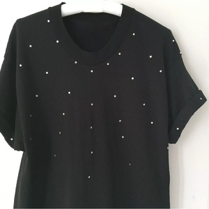 Camiseta personalizada con diamantes de imitación para mujer, camiseta de diamantes de imitación de buena calidad para mujer, camiseta transpirable personalizada con diamantes de imitación para mujer - Product Image 1