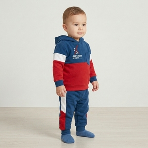 Color Block Fashion Two Toned Tracksuit Fleece Cotton Jogging Sportswear Kids <b>Boys</b> Hooded Trouser 2pcs Track Suit Sweat suits - Product Image 1