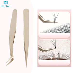 High Quality Product Lash Tweezers Set Of 2 Pcs Comfort Grip Stainless Steel Fiber Tip Lash Tweezers For Eyelash Extensions - Product Image 5