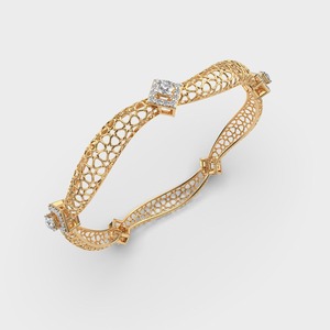 Brazalete de Diseño con Diamantes Redondos Cultivados en Laboratorio, Certificados por IGI, en Oro Amarillo/Blanco/Rosa de 14K con Detalles de Halo - Product Image 2