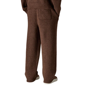 Pantalon de jogging tricoté marron à jambe large, taille élastique, style décontracté, unisexe, coupe confortable, fabrication OEM, qualité supérieure - Product Image 5