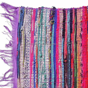 Tapis Chindi en coton Boho écologique Tapis de sol coloré fait à la main Décor de salon abordable - Product Image 4